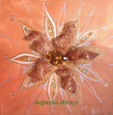 53 ROZKVĚT (látka,flitry,umělé krystaly)